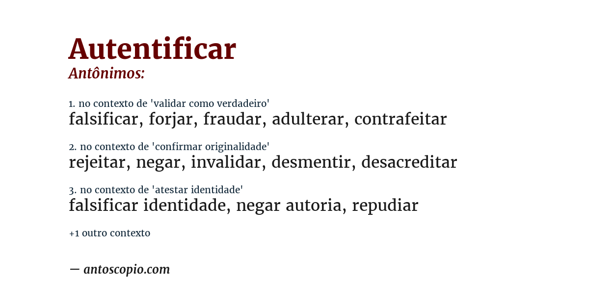 Antônimo de autentificar