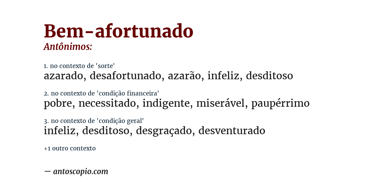 Antônimo de bem-afortunado