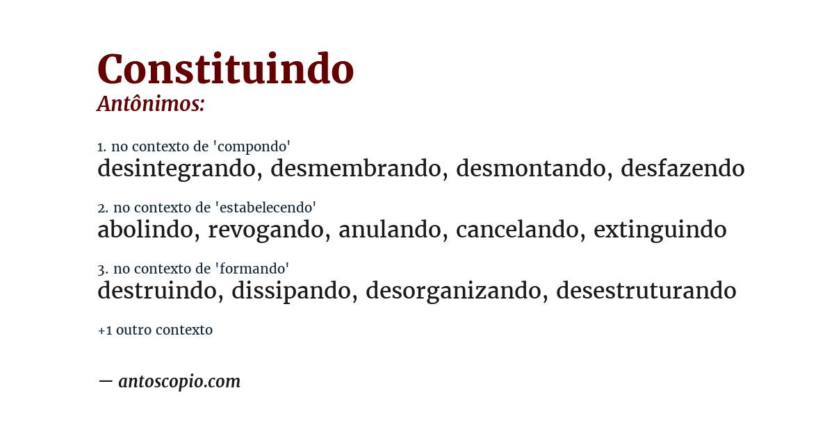 Antônimo de constituindo