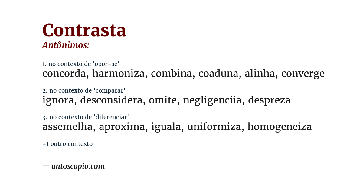Antônimo de contrasta