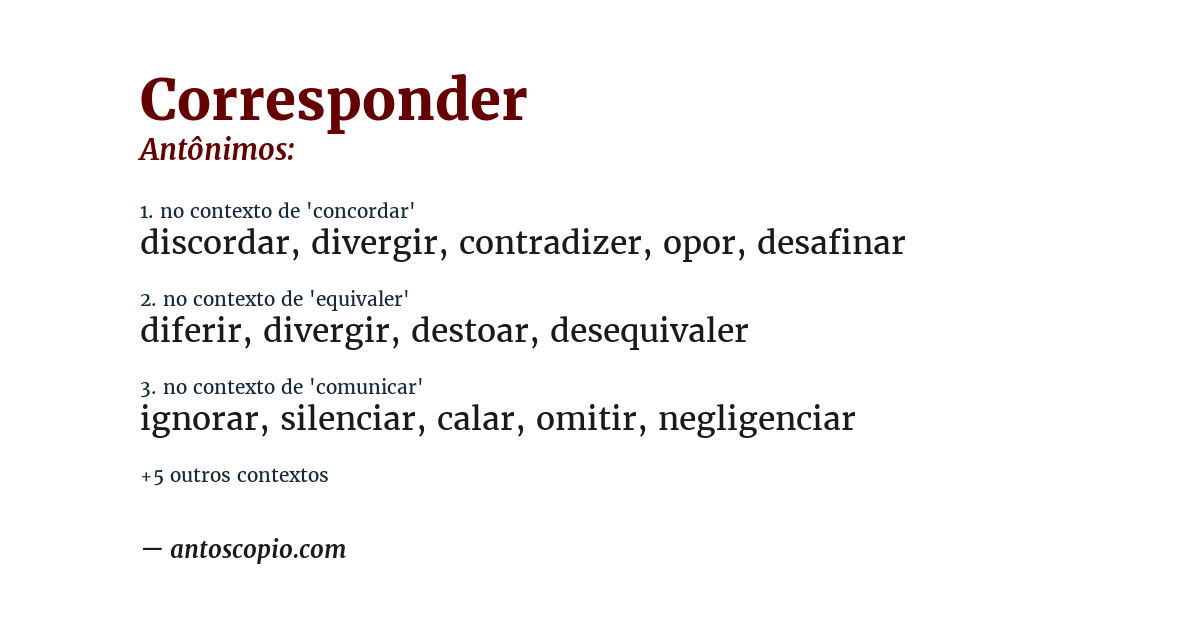 Antônimo de corresponder