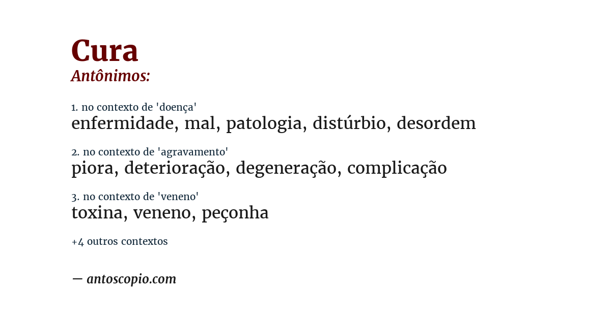 Antônimo de cura