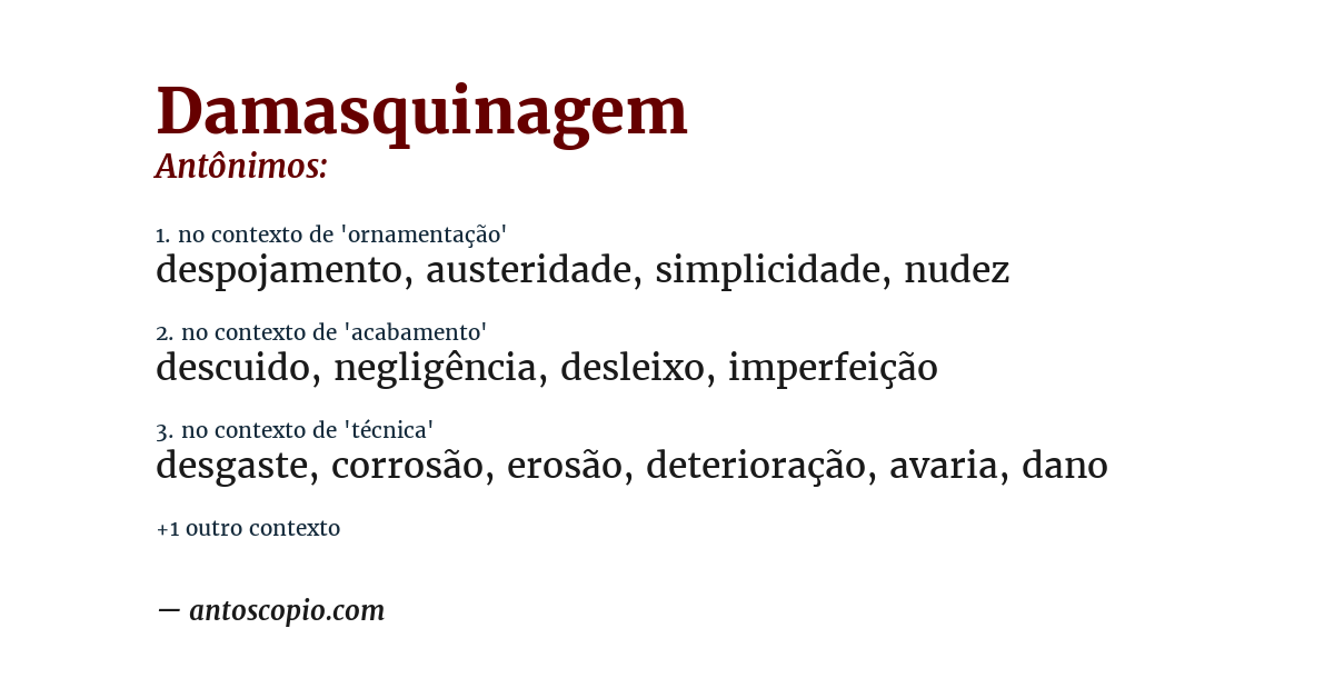 Antônimo de damasquinagem