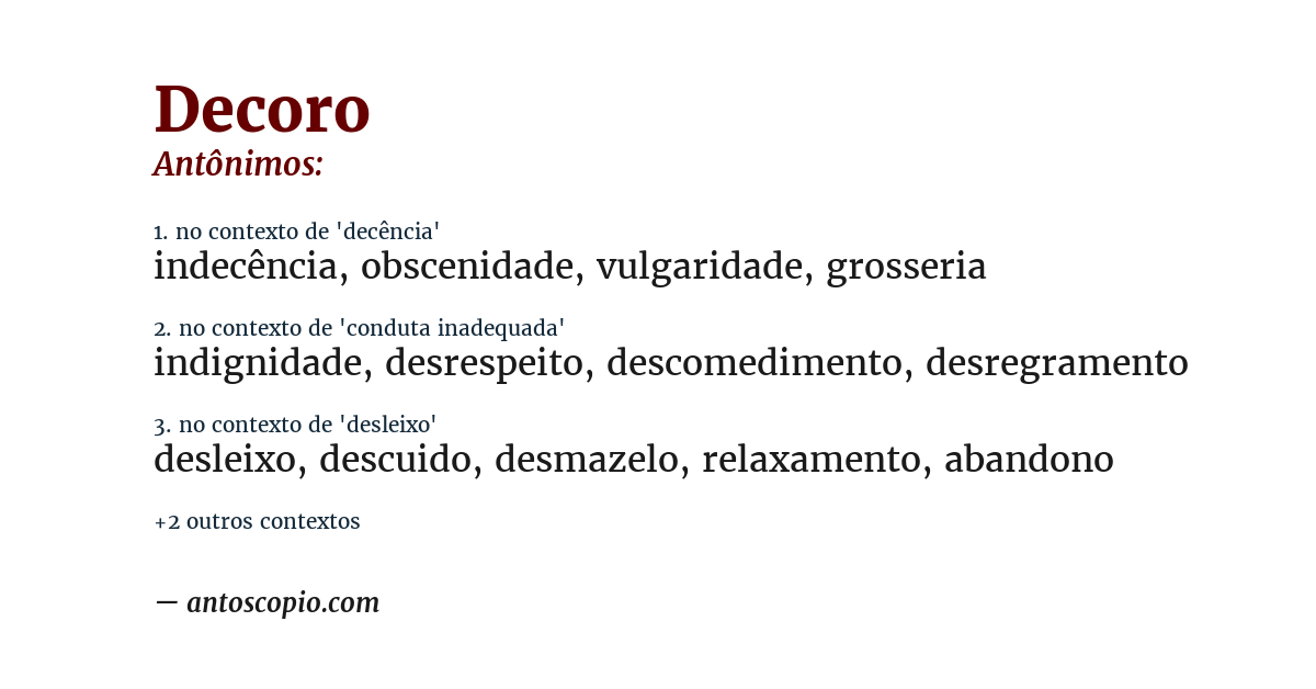 Antônimo de decoro