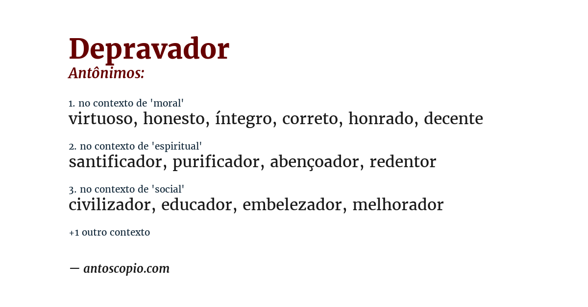 Antônimo de depravador