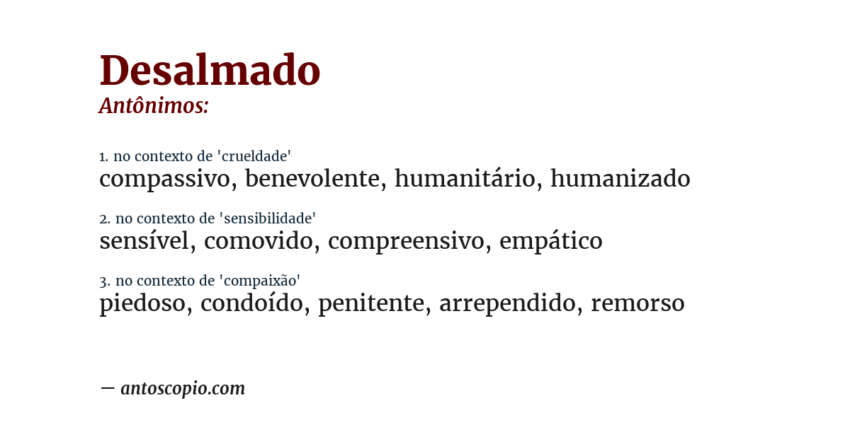 Antônimo de desalmado
