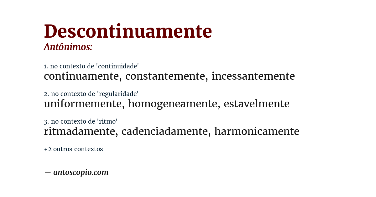 Antônimo de descontinuamente
