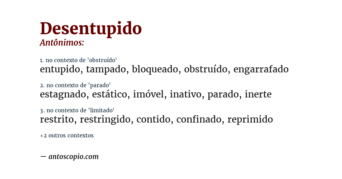Antônimo de desentupido