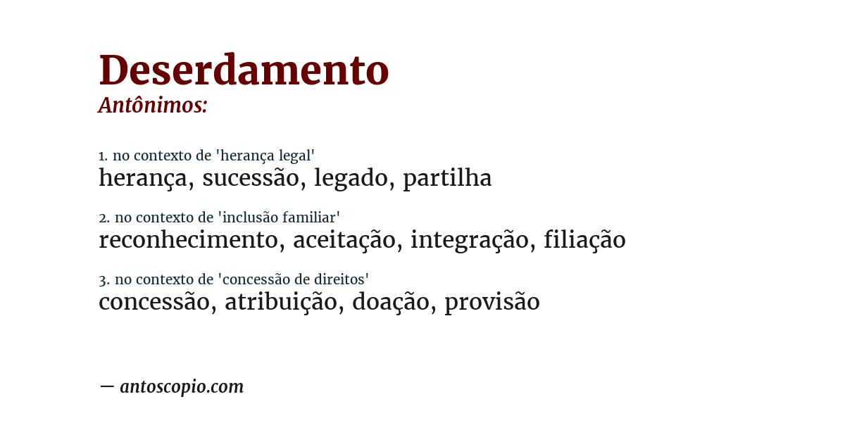 Antônimo de deserdamento