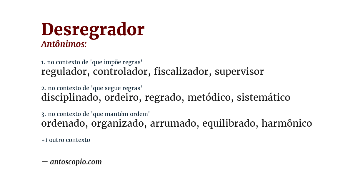 Antônimo de desregrador