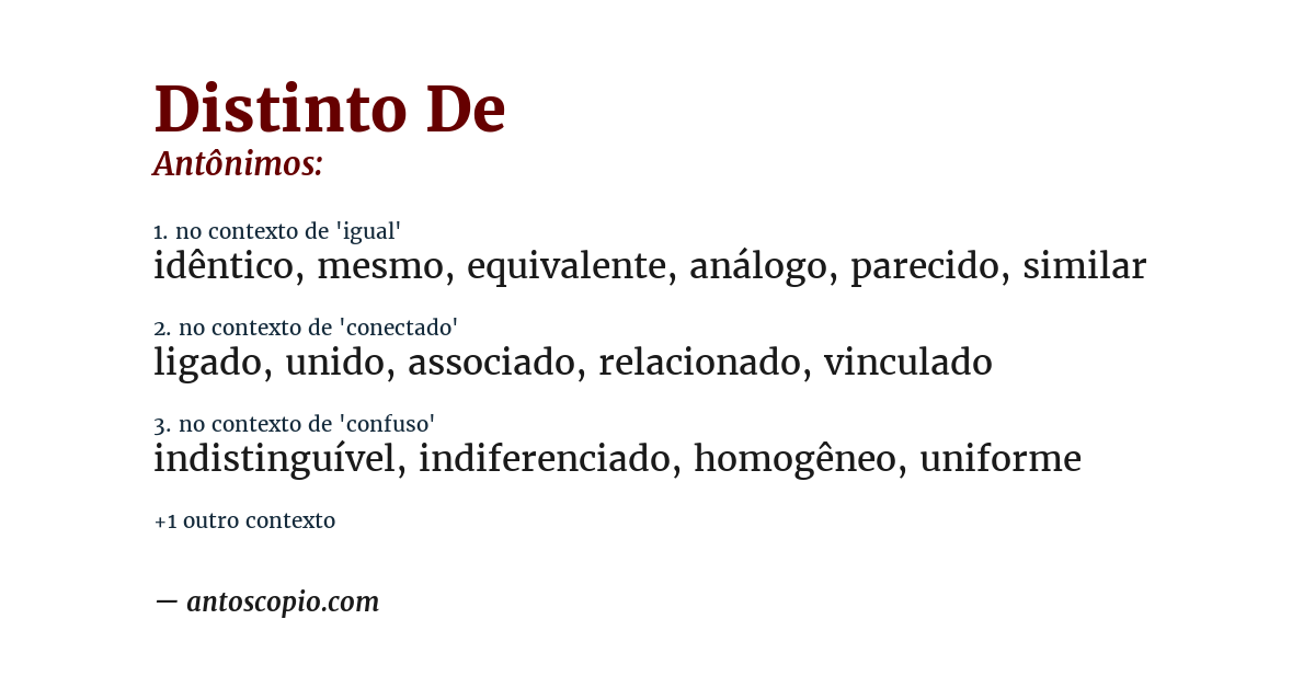 Antônimo de distinto de