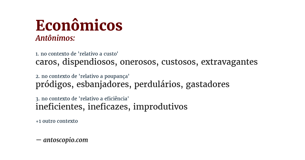 Antônimo de econômicos