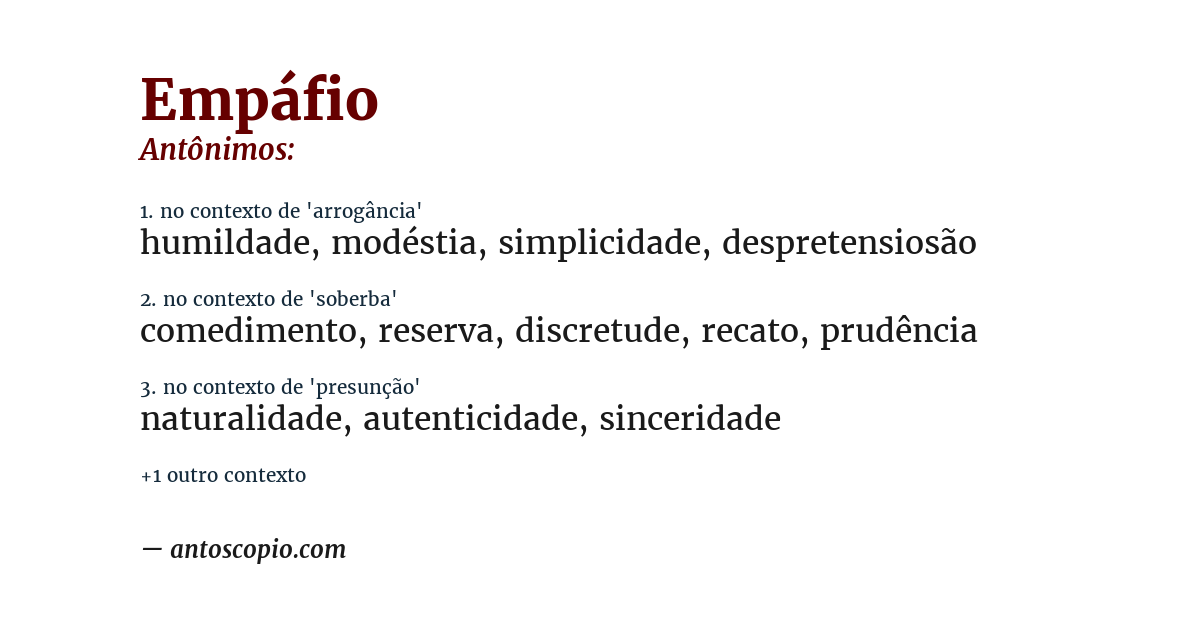 Antônimo de empáfio