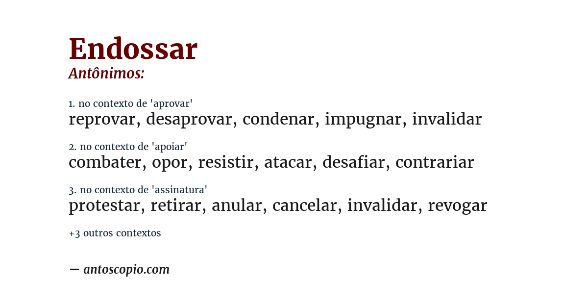 Antônimo de endossar