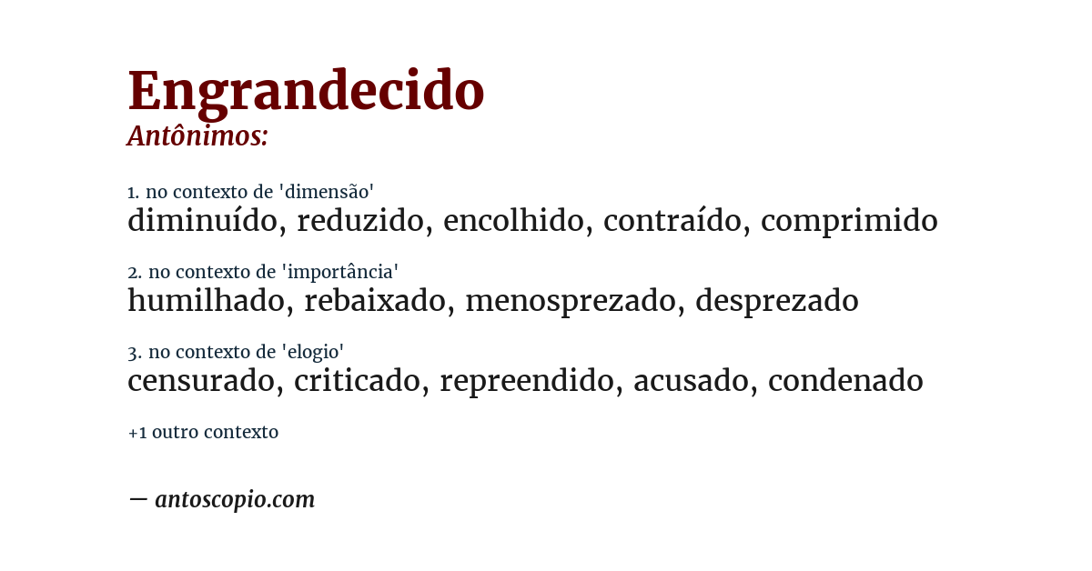 Antônimo de engrandecido