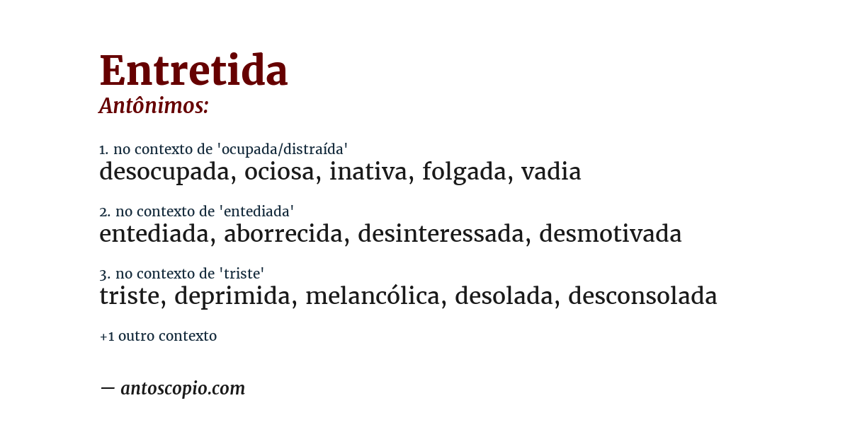 Antônimo de entretida
