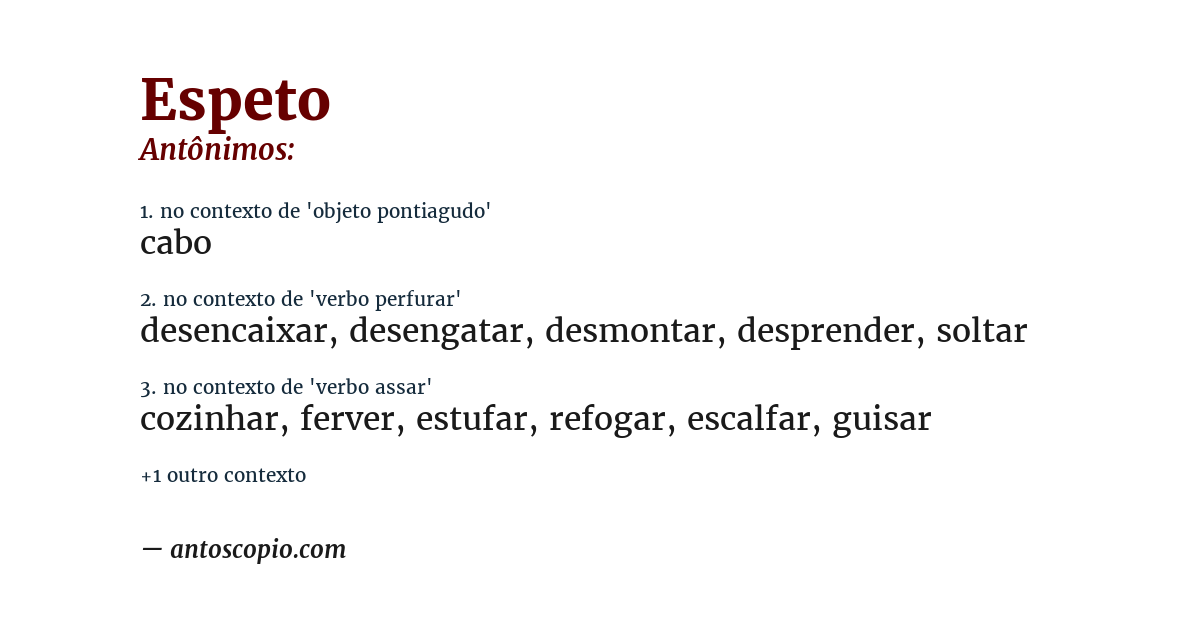 Antônimo de espeto