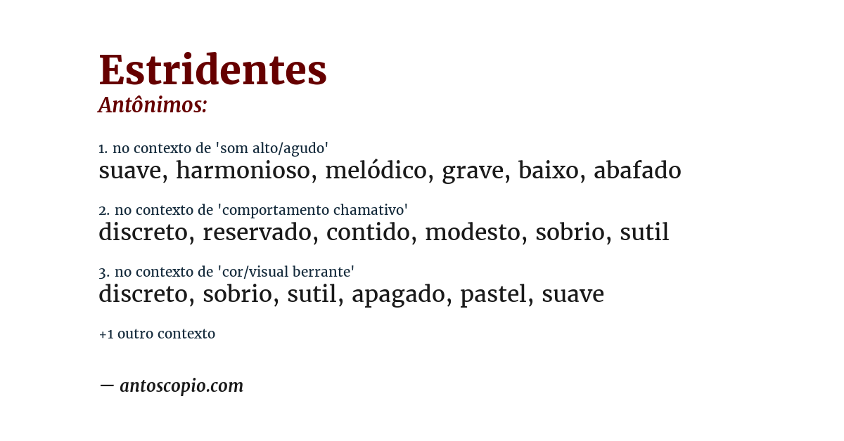 Antônimo de estridentes