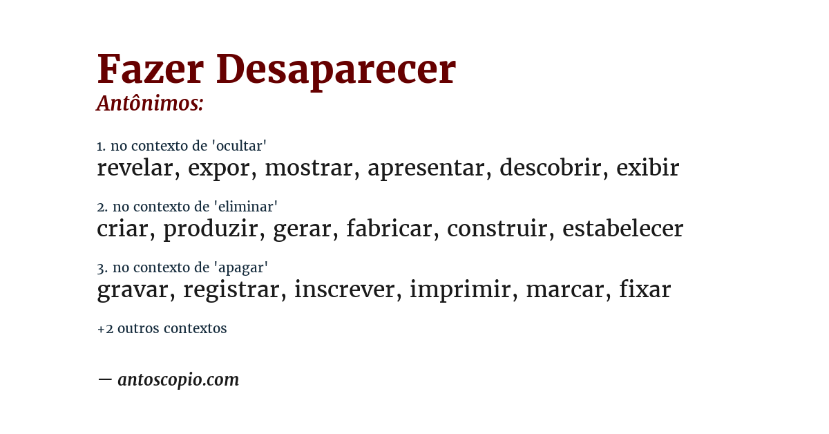 Antônimo de fazer desaparecer
