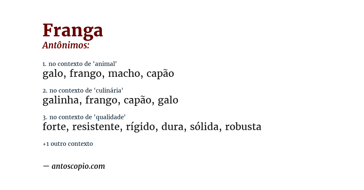 Antônimo de franga
