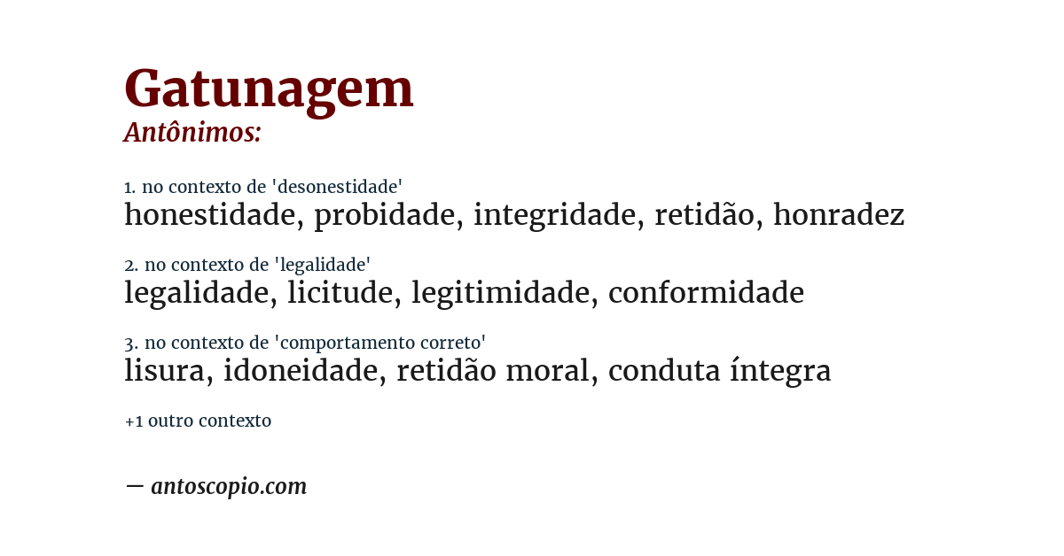 Antônimo de gatunagem