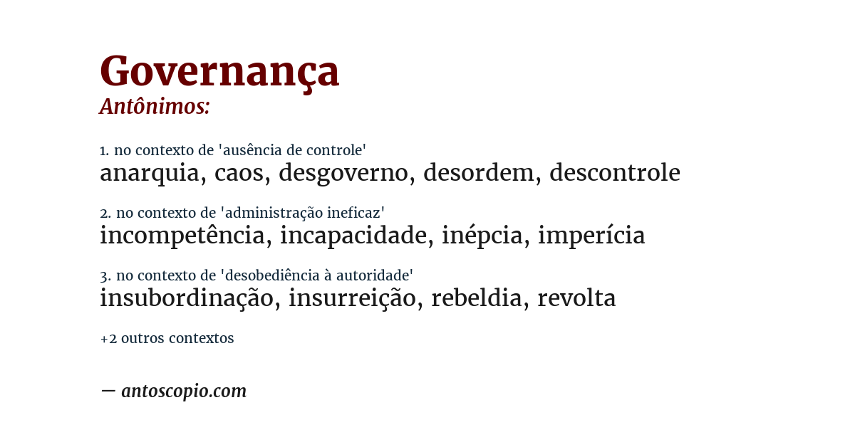 Antônimo de governança