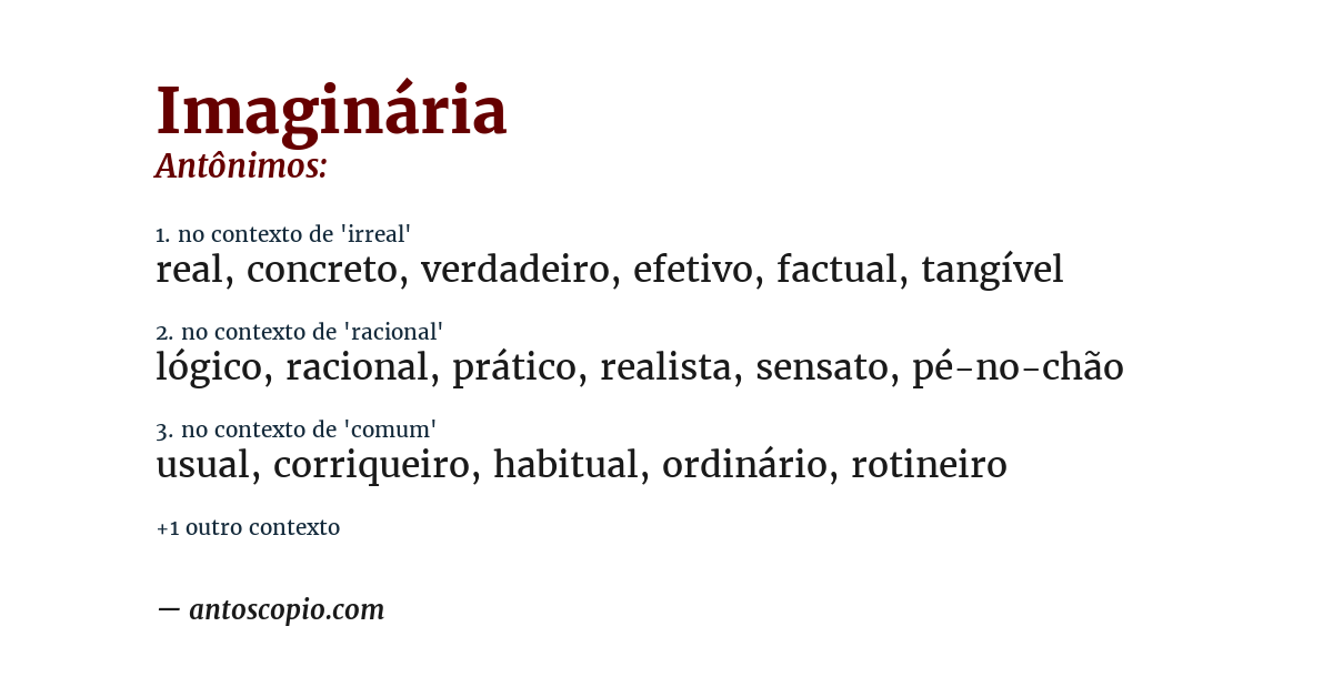 Antônimo de imaginária