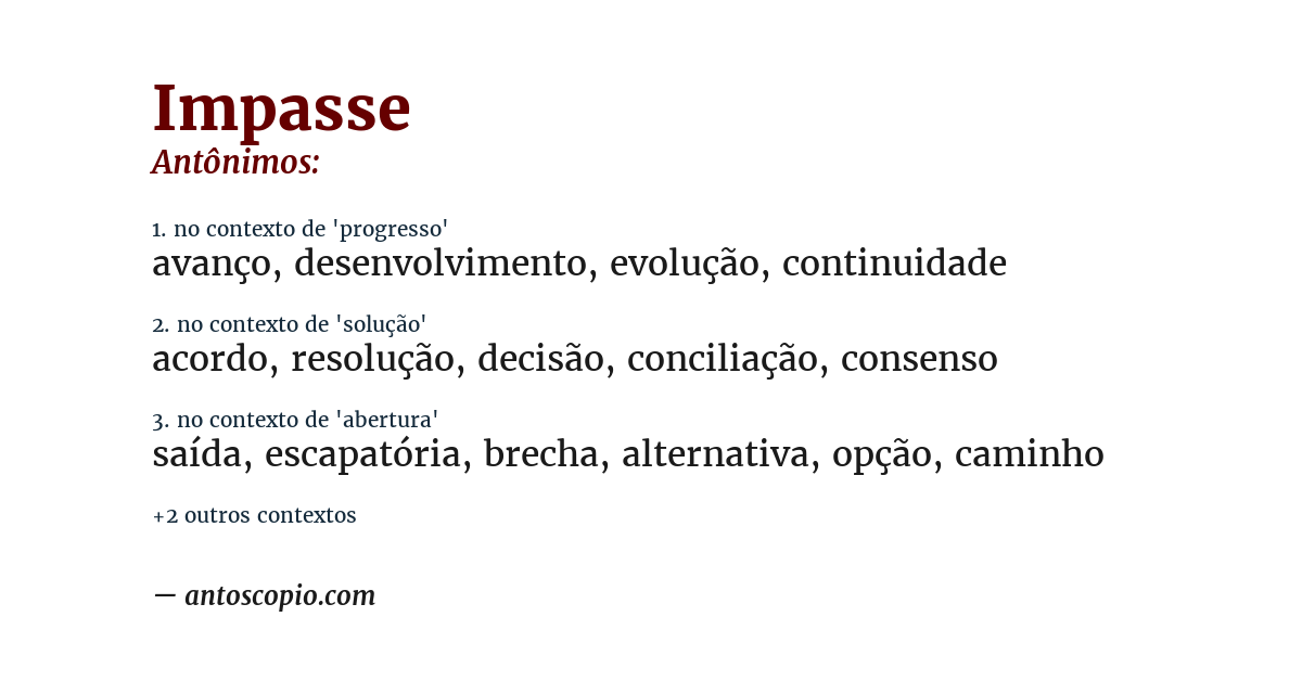 Antônimo de impasse