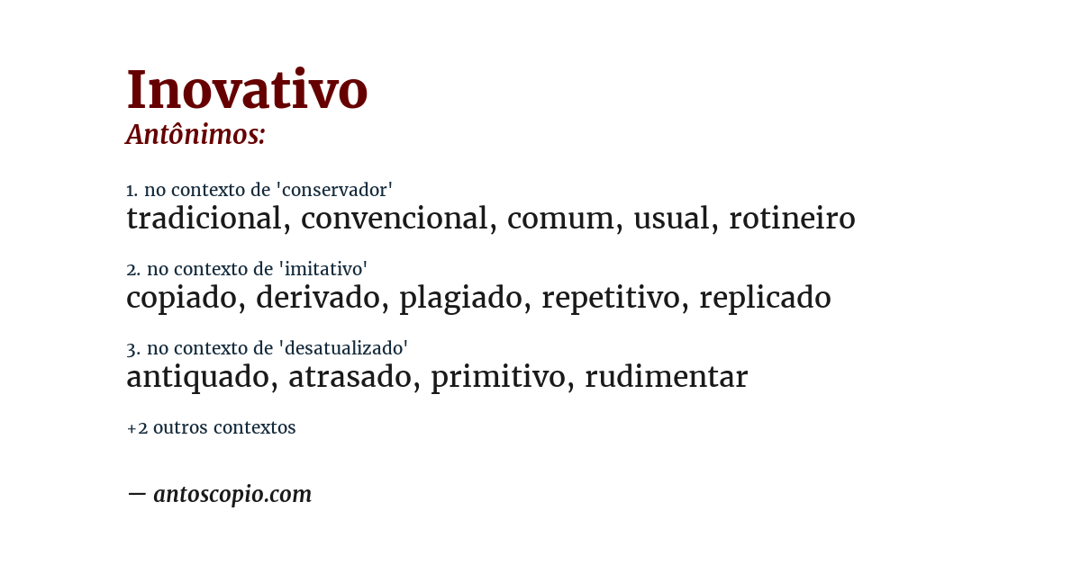 Antônimo de inovativo
