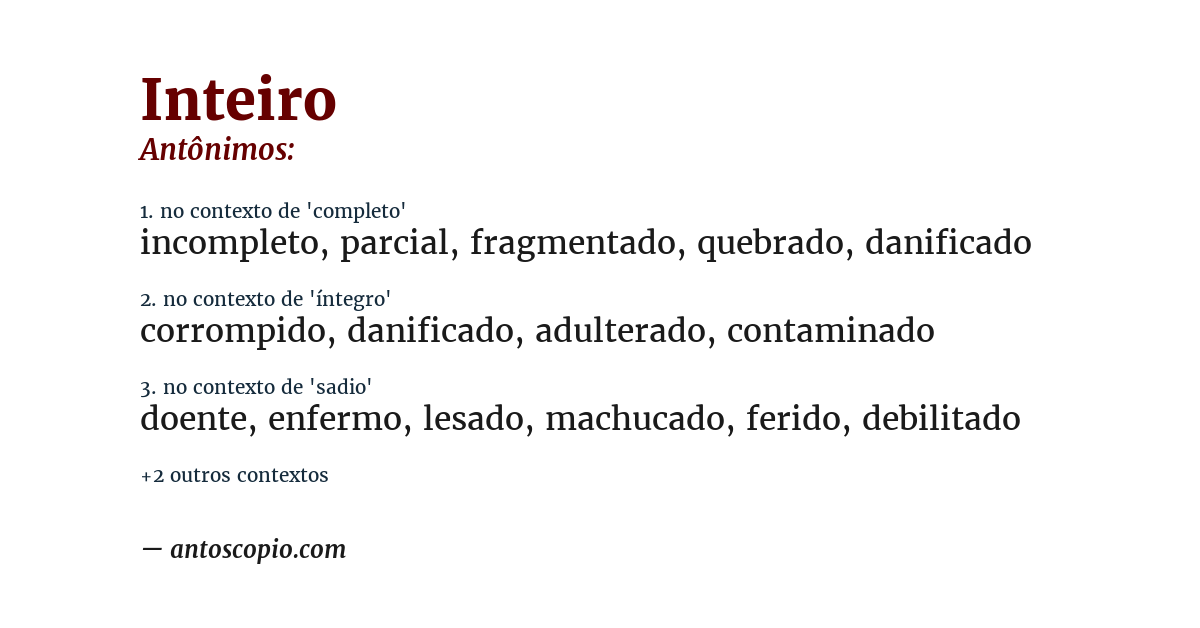 Antônimo de inteiro