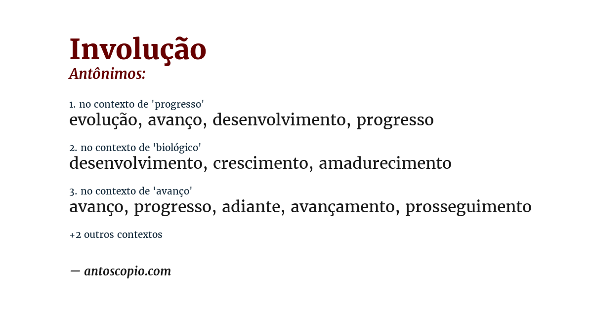 Antônimo de involução