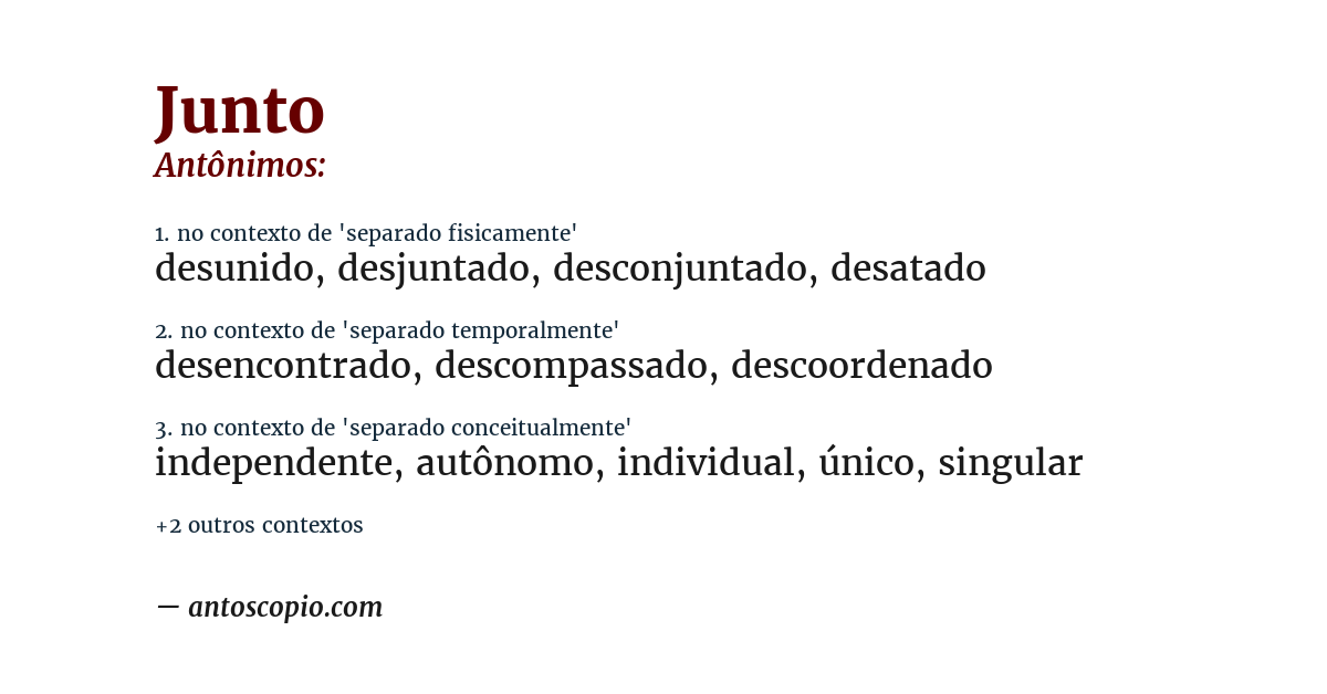 Antônimo de junto