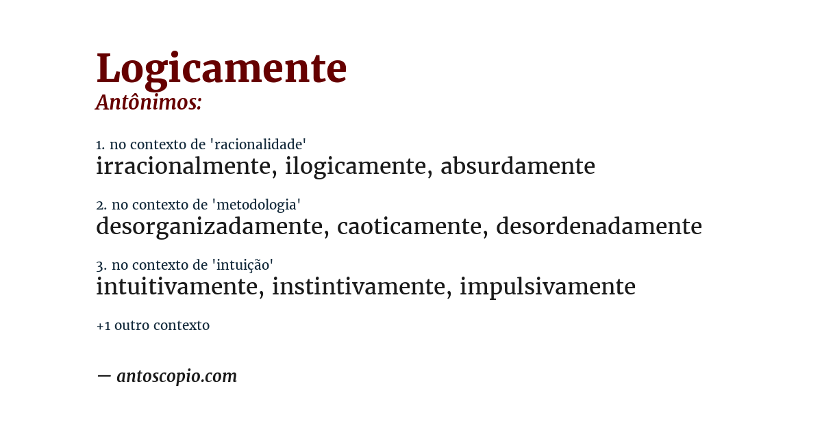 Antônimo de logicamente