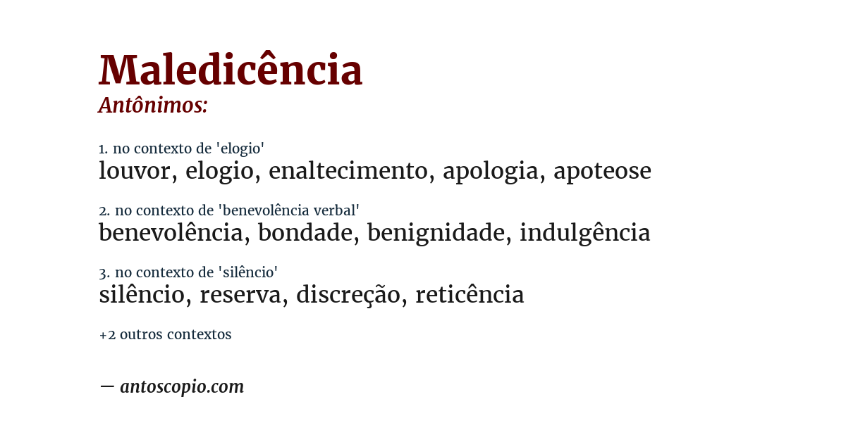 Antônimo de maledicência