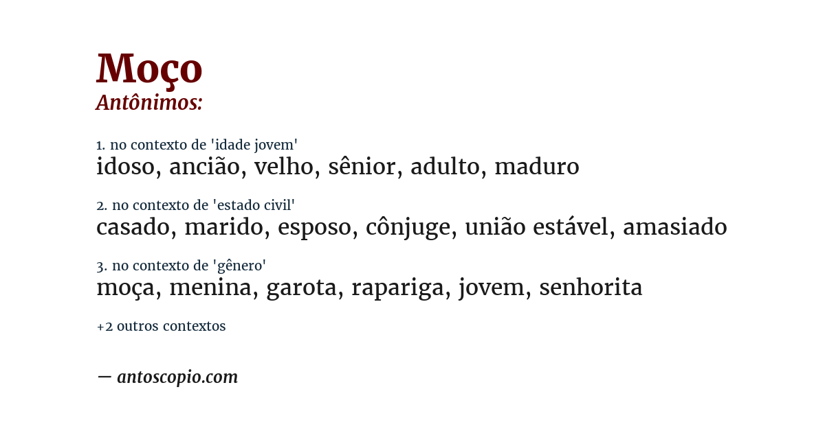 Antônimo de moço