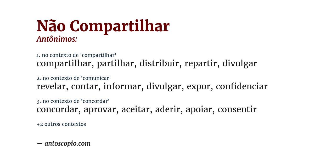 Antônimo de não compartilhar