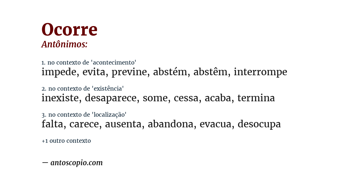 Antônimo de ocorre