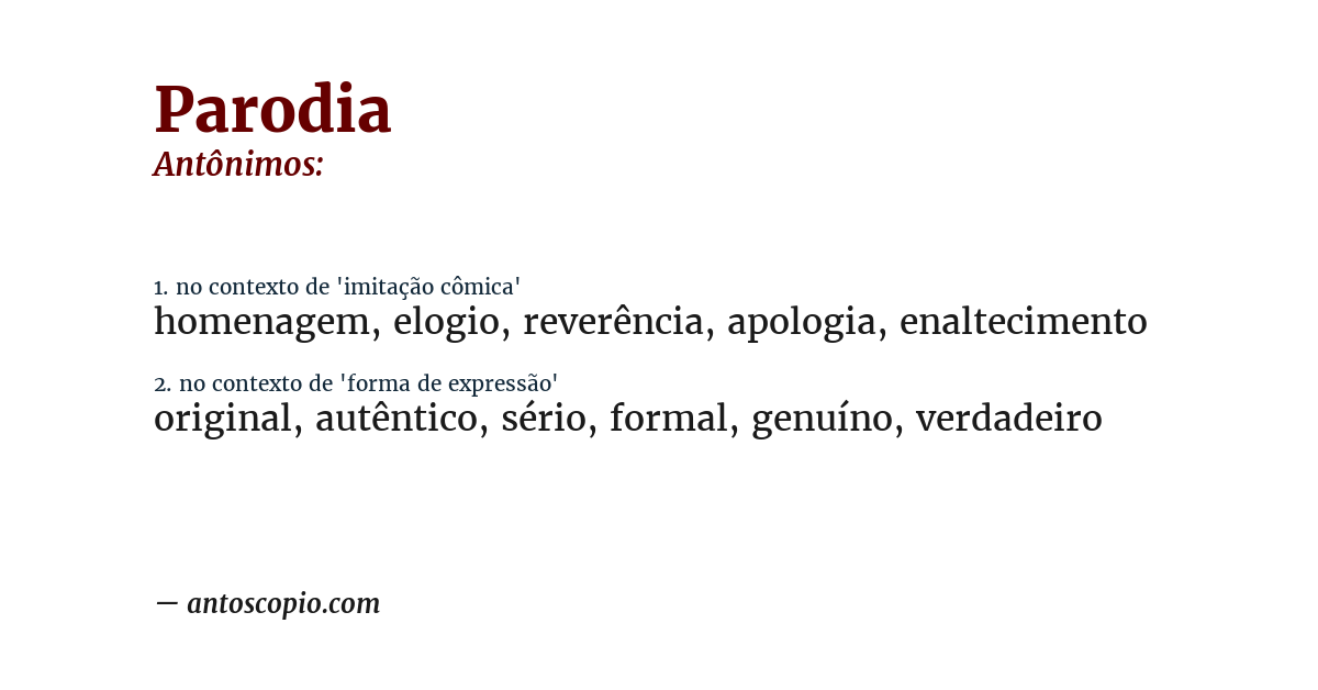 Antônimo de parodia