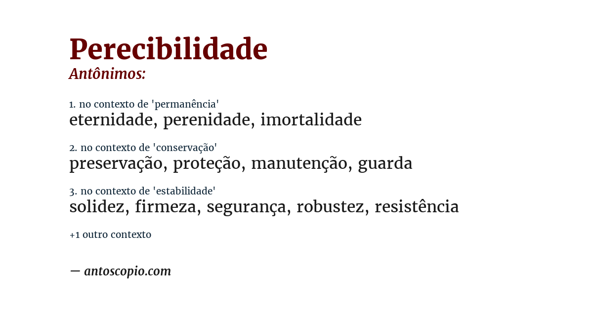 Antônimo de perecibilidade