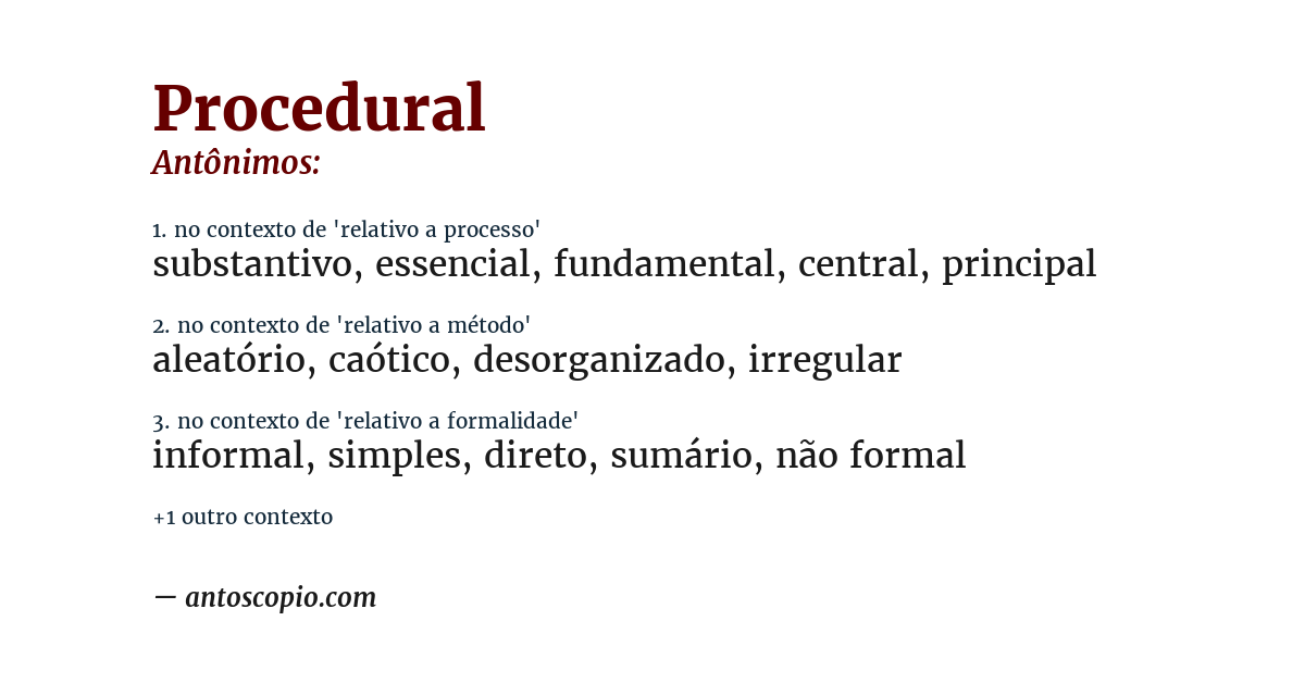 Antônimo de procedural