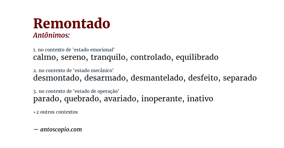 Antônimo de remontado