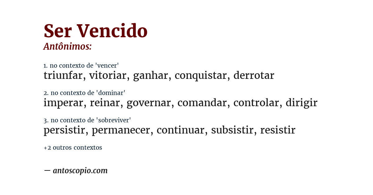 Antônimo de ser vencido