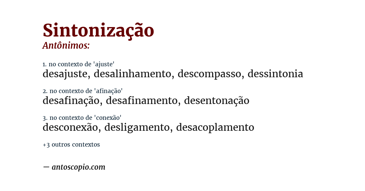 Antônimo de sintonização