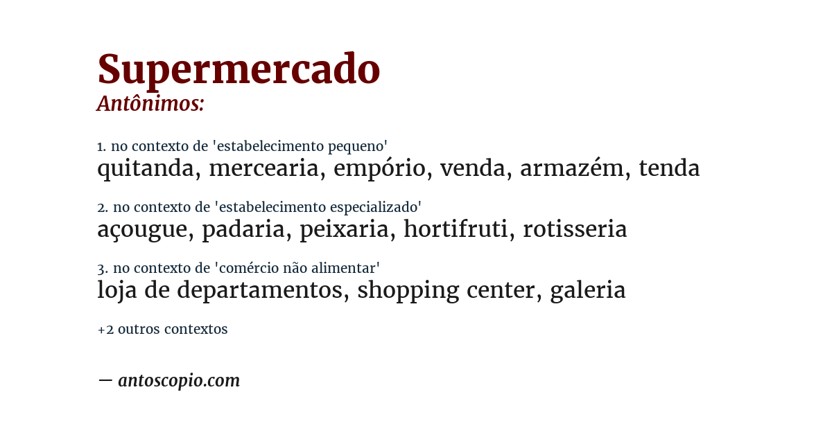 Antônimo de supermercado