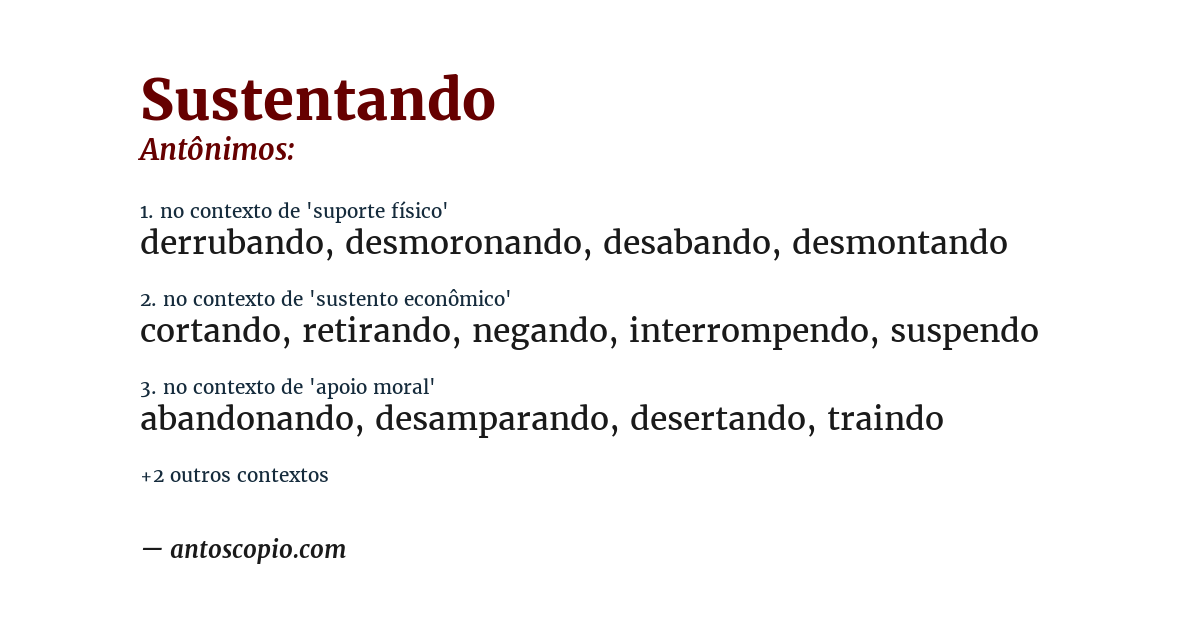 Antônimo de sustentando