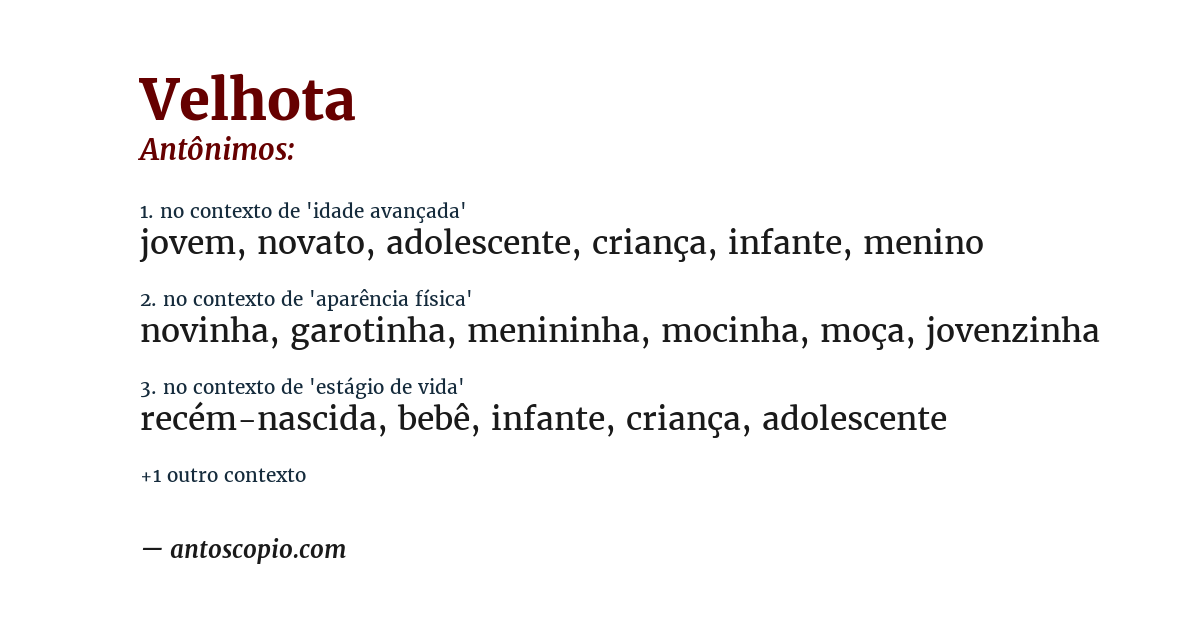 Antônimo de velhota