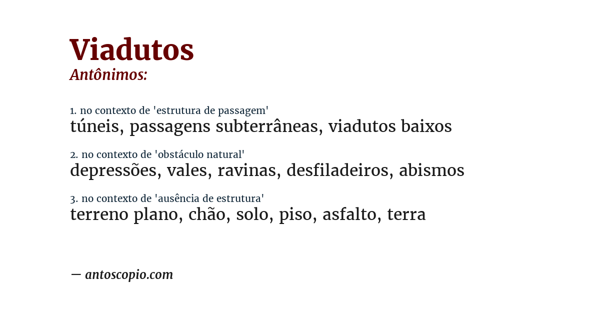 Antônimo de viadutos