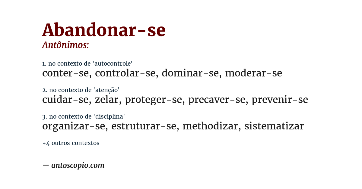 Antônimo de abandonar-se