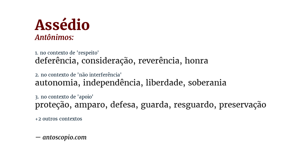 Antônimo de assédio