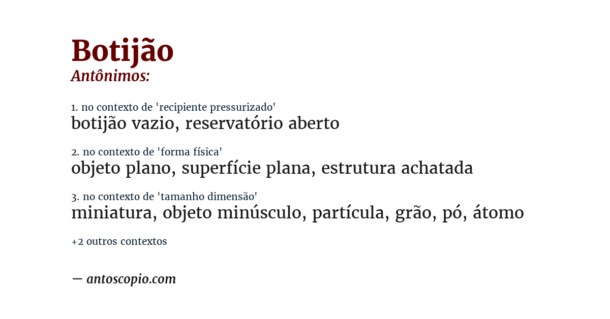 Antônimo de botijão